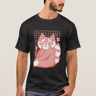 T-shirt Panda roux avec des fleurs colorées pour enfant