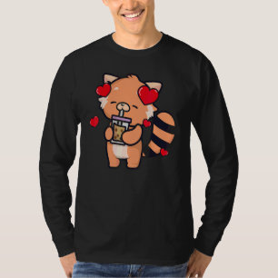 T-shirt Panda roux buvant du thé aux perles   Pandas roux 