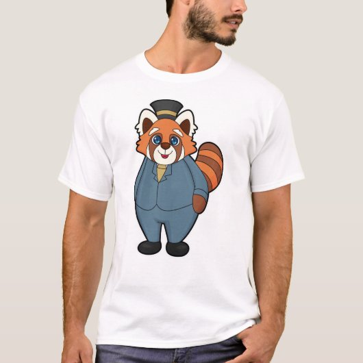 T-shirt Panda roux comme le marié avec chapeau (Devant)