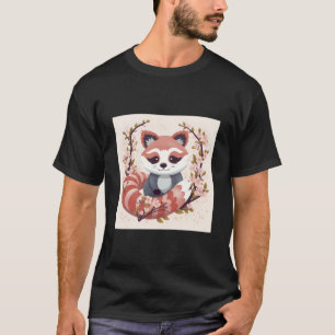 T-shirt Panda roux dans un jardin de cerisiers en fleurs,