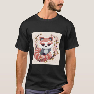 T-shirt Panda roux dans un jardin de cerisiers en fleurs, 