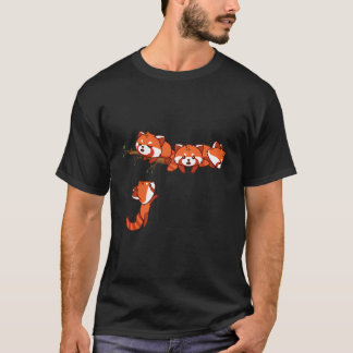 T-shirt Panda roux de la série Pocket jouant avec un ours
