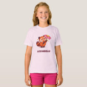 T-shirt Panda roux mignon avec fleur (Devant entier)