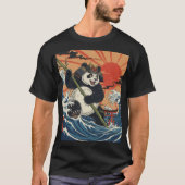 T-shirt Panda Samurai Rising Amid Ukiyo Waves (Devant)