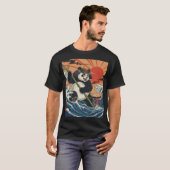 T-shirt Panda Samurai Rising Amid Ukiyo Waves (Devant entier)