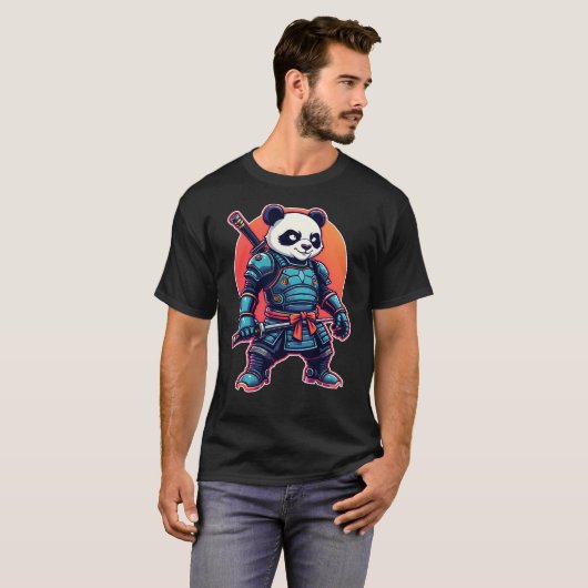 T-shirt Panda Samurai Robot Style unique Cyberpunk Animal (Devant entier)