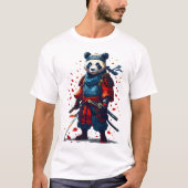 T-shirt Panda Samurai rouge et bleu (Devant)