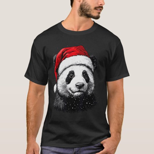 T-shirt Panda Santa Hat Funny Panda Lovers Christmas Xmas  (Devant)