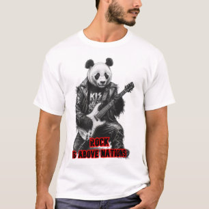T-shirt Panda sauvage joue du Rock & Roll sur un fond Noir