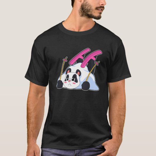 T-shirt Panda Skier Skier Sports d'hiver (Devant)