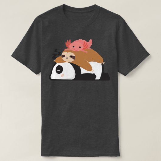 T-shirt Panda Sloth Axolotl Stack Funny (Design devant)