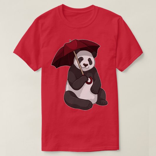 T-shirt Panda sous la pluie avec parapluie (Design devant)