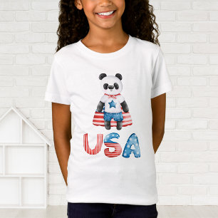T-Shirt Panda Superhero Patriotique
