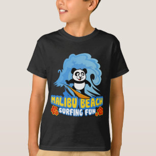 T-shirt Panda surfant de plage de Malibu