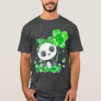 T-shirt Panda tenant des étoiles Shamrocks mignonne St pat