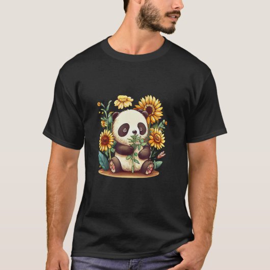 T-shirt Panda Tournesol Graphique Amoureux des animaux Fem (Devant)