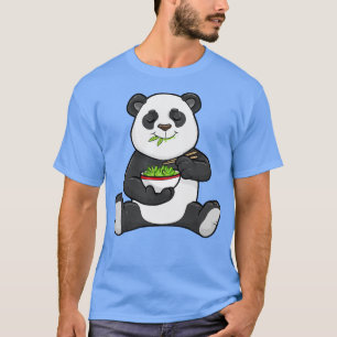 T-shirt Panda végétarien avec du chopstick et de la salade