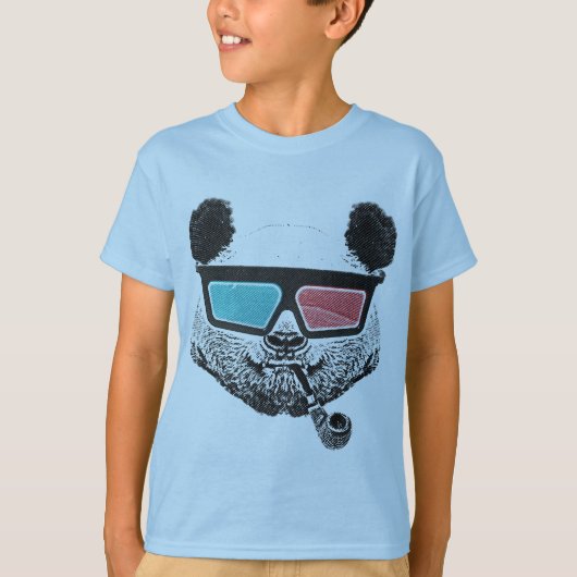 T-shirt Panda vintage lunettes 3D (Devant)