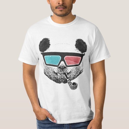 T-shirt Panda vintage lunettes 3D (Devant)