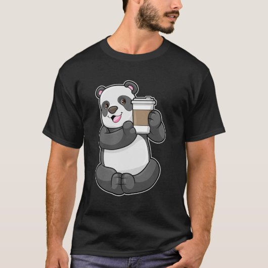 T-shirt Panda with Coffee to go (Devant)