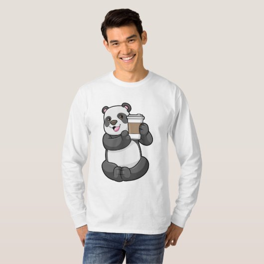 T-shirt Panda with Coffee to go (Devant entier)