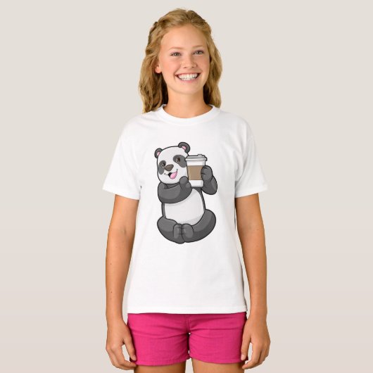 T-shirt Panda with Coffee to go (Devant entier)