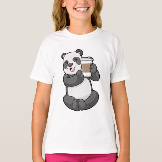 T-shirt Panda with Coffee to go (Devant)