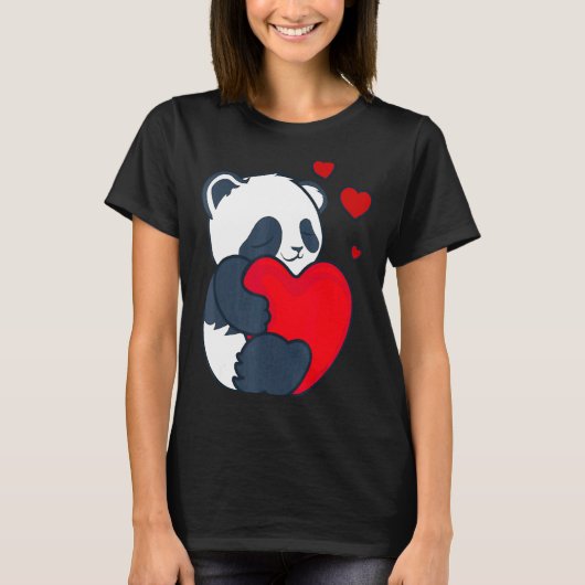 T-shirt Panda Women Valentines Day Girlfriend Heart (Devant)