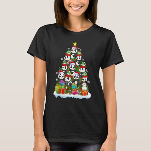 T-shirt Panda Xmas Holiday Panda Christmas Tree (Devant)