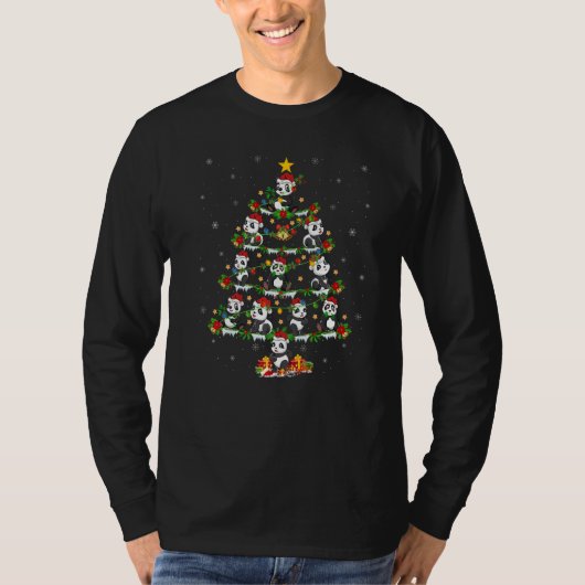 T-shirt Panda  Xmas Lights Panda Christmas Tree (Devant)