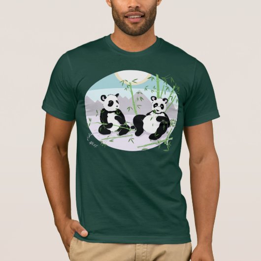 T-shirt Pandas affamés (foncés) (Devant)