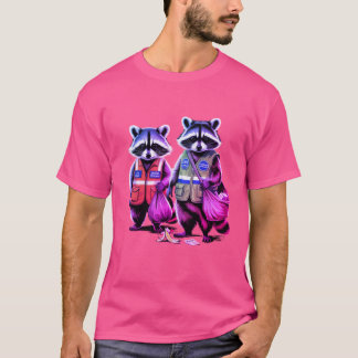 T-shirt Pandas d'ordures : Duo dynamique teinté néon