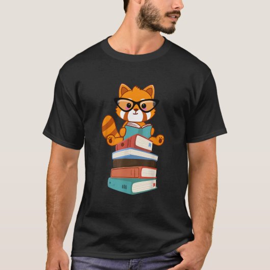 T-shirt Pandas Rouges Livre Bibliophile Lecteur de Panda R (Devant)