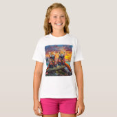 T-shirt Pandas Rouges Sur Le Rivage Design Par Rich AMeN G (Devant entier)