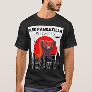 T-shirt Pandazilla Japonaise Parodie Soleil Rouge Panda