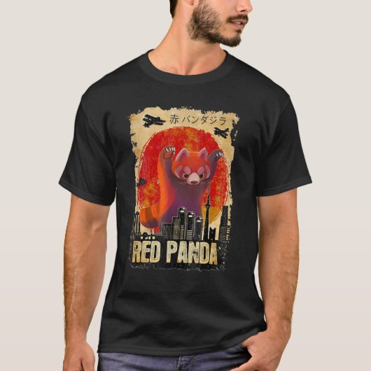 T-shirt Pandazilla Japonaise Parodie Soleil Rouge Panda (Devant)