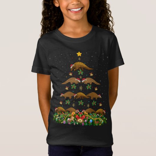 T-Shirt Pangolin Xmas Arbre Cadeau Santa Hat Pangolin Noël (Devant)
