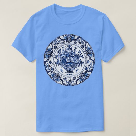 T-shirt Panier à fleurs bleu Royal Delft (Design devant)