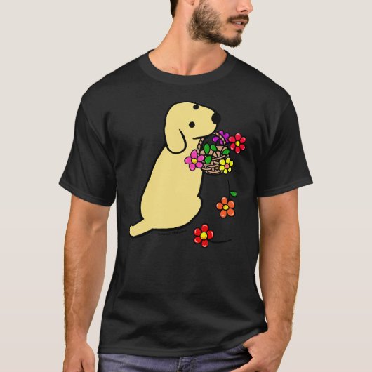T-shirt Panier à fleurs du Labrador jaune (Devant)