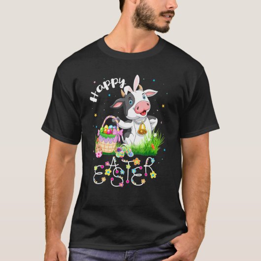 T-shirt Panier de Pâques d'oeufs de vache de lapin Fermier (Devant)