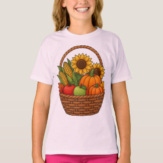 T-shirt Panier de récolte d'automne – Citrouilles, tournes