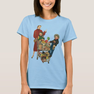 T-shirt Panier d'épicerie Retro Family, Mom and Kids