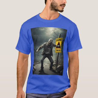 T-shirt Panneau d'apocalypse zombie de style film d'horreu