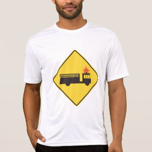 T-shirt Panneau d'avertissement de camion de pompiers jaun