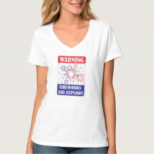 T-shirt Panneau d'avertissement de feux d'artifice