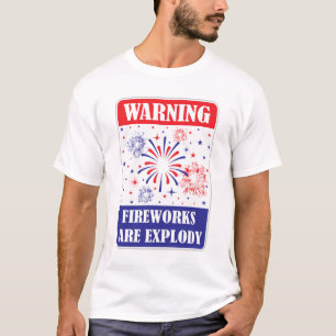 T-shirt Panneau d'avertissement de feux d'artifice