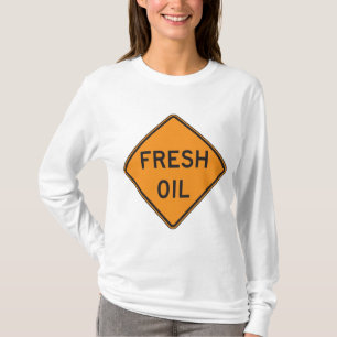 T-shirt Panneau d'avertissement de route à l'huile fraîche