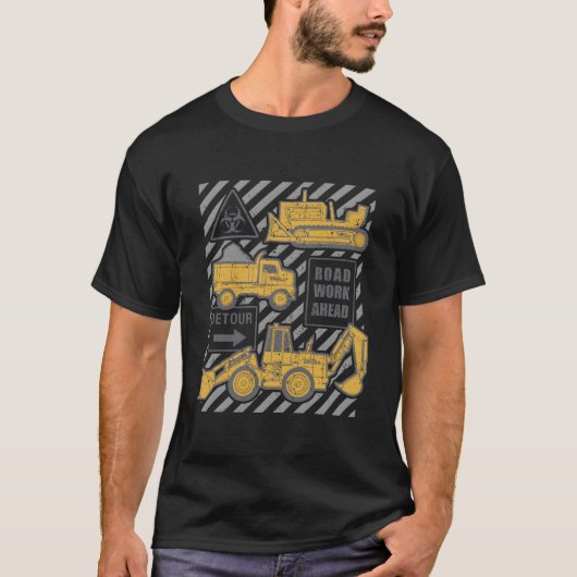 T-shirt Panneau de construction Tonka Trucks Road Work Ahe (Devant)