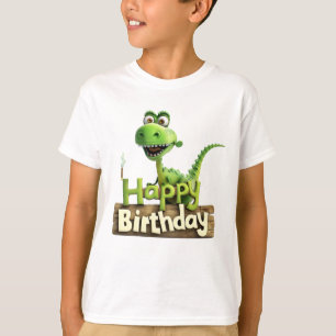 T-shirt Panneau de fête de dinosaure pour l'anniversaire d