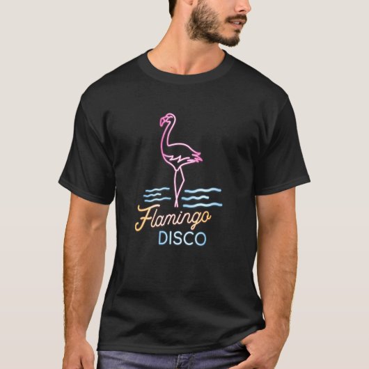 T-shirt Panneau de néon Flamant rose Disco (Devant)